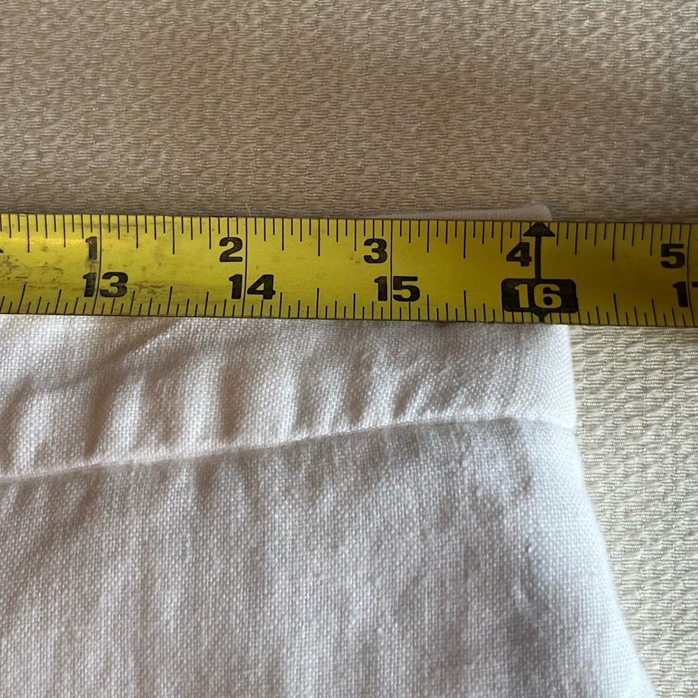 White Linen Pastel Embroidered Wide-Leg Cropped Pants Feminine Work Sz 12 - Picture 6 of 7